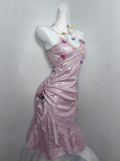 Hot Girls Spaghetti Straps Sheath Birthday Gowns Handmade Flower Appliques Ruffled Beading Homecoming Dress AP3187