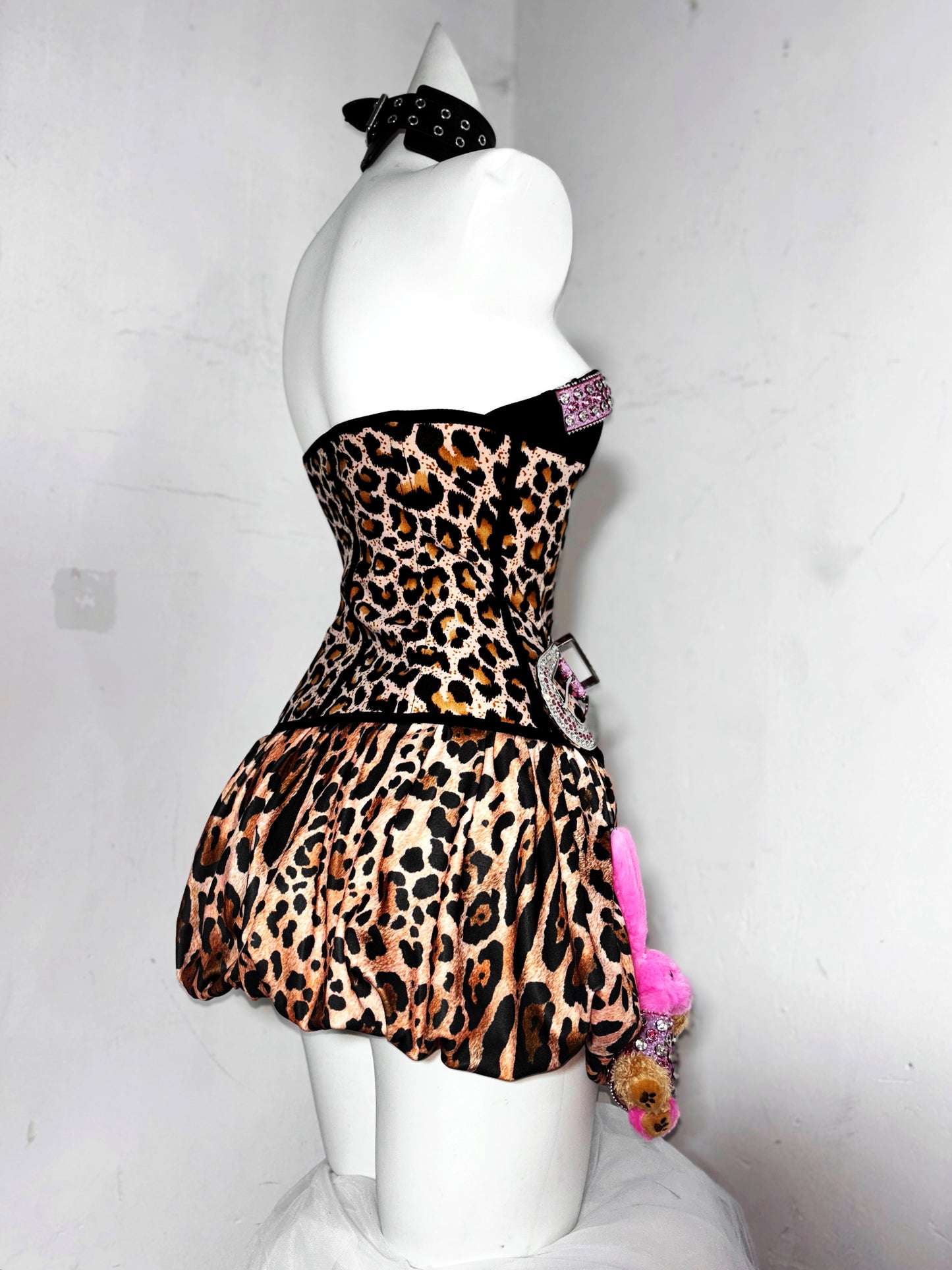 Gen Z Style Strapless A-Line Birthday Gowns Crystals Leopard Homecoming Dress AP3188