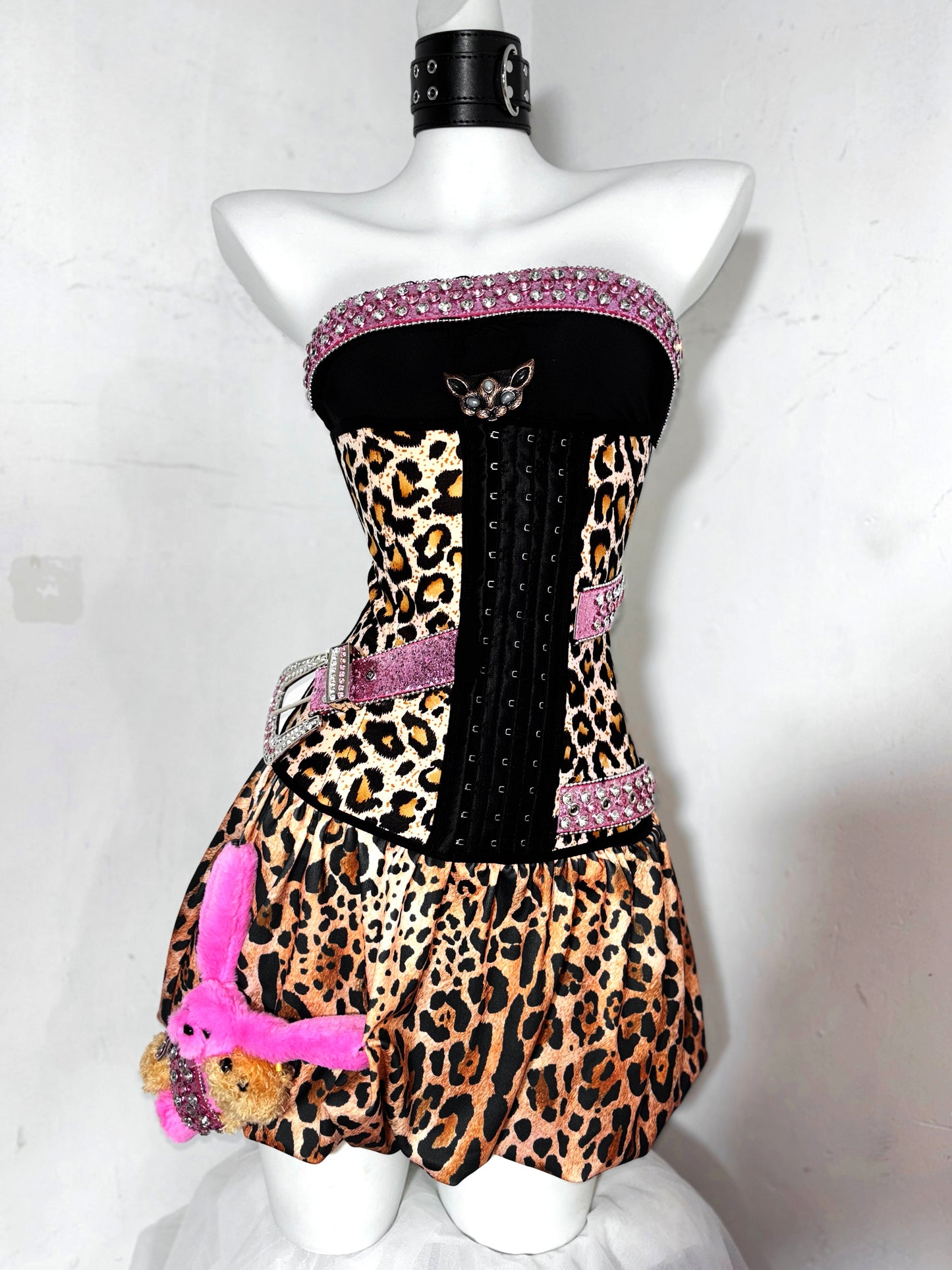 Gen Z Style Strapless A-Line Birthday Gowns Crystals Leopard Homecoming Dress AP3188
