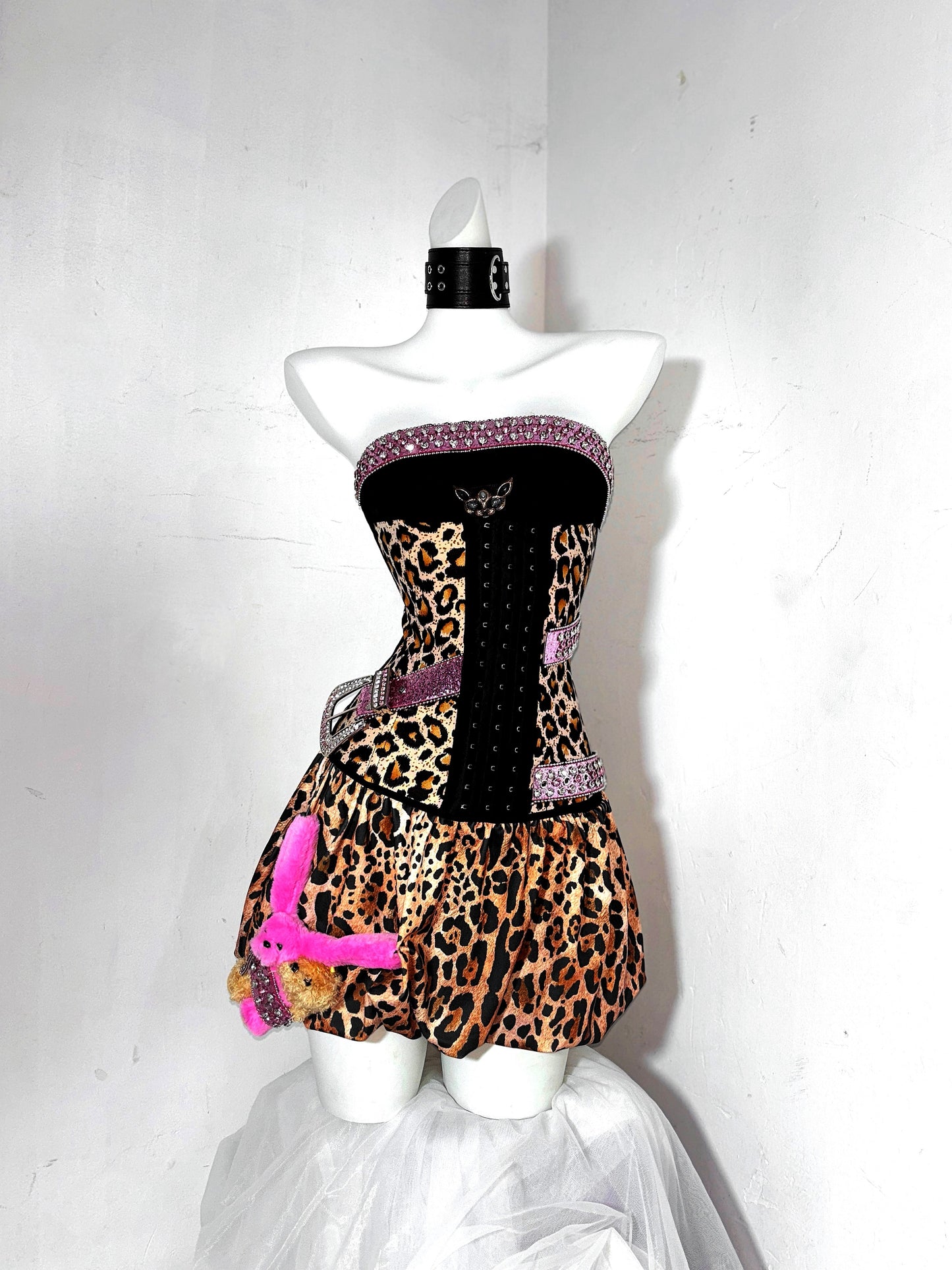 Gen Z Style Strapless A-Line Birthday Gowns Crystals Leopard Homecoming Dress AP3188