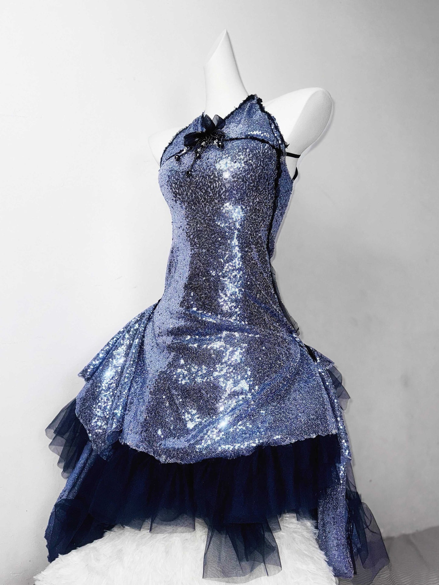 Romantic A-Line Halter Neck Birthday Dresses Sequins Appliques Beading Tulle Homecoming Dress AP3190