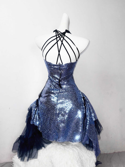 Romantic A-Line Halter Neck Birthday Dresses Sequins Appliques Beading Tulle Homecoming Dress AP3190