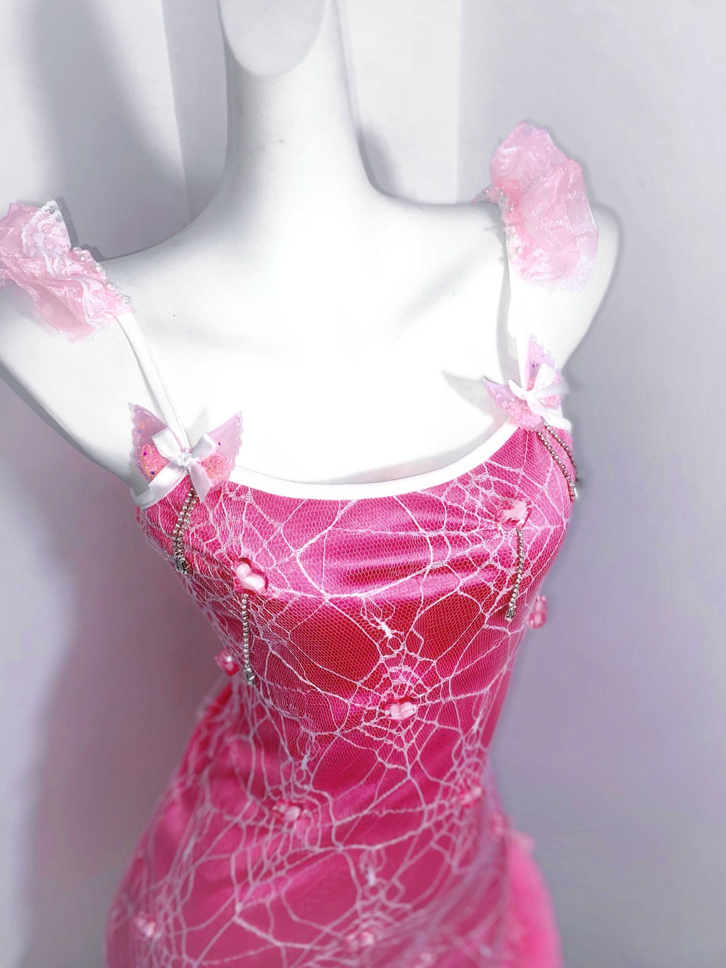 Ornate Spaghetti Straps Sheath Birthday Gowns Sequins Beading Bows Ruffled Tulle Homecoming Dress AP3191