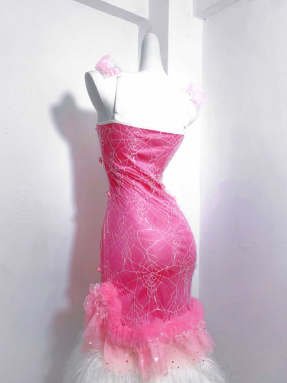 Ornate Spaghetti Straps Sheath Birthday Gowns Sequins Beading Bows Ruffled Tulle Homecoming Dress AP3191