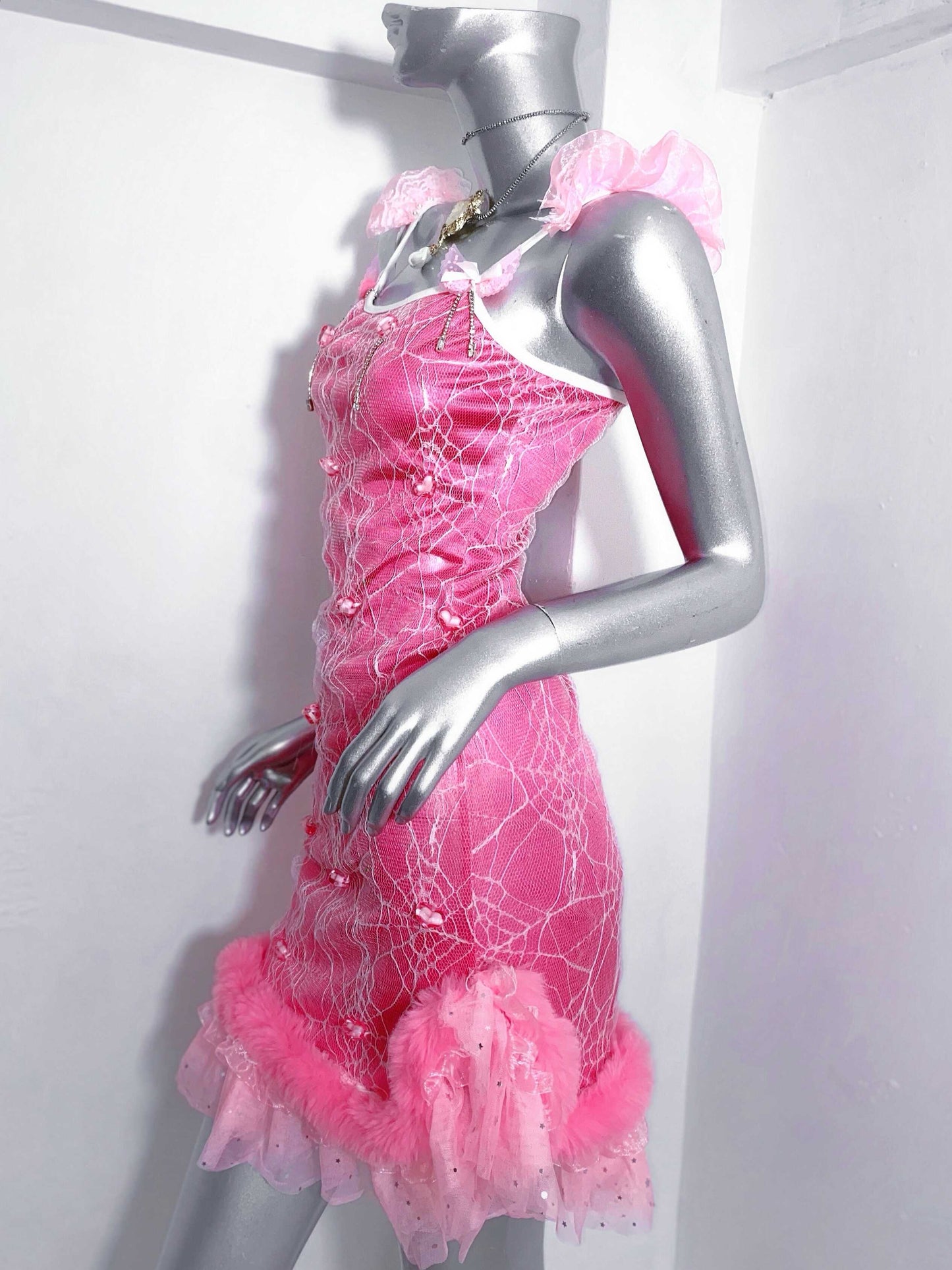 Ornate Spaghetti Straps Sheath Birthday Gowns Sequins Beading Bows Ruffled Tulle Homecoming Dress AP3191