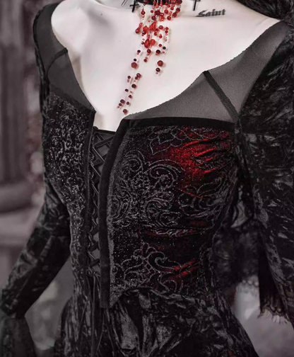 Luxury Mermaid V-Neck Evening Dresses Sequins Lace Long Sleeve Prom Dress AP3195