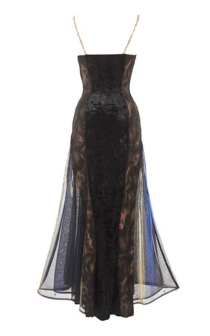 Elegant Spaghetti Strap A-Line Evening Dress Appliques Lace Tulle Prom Dress AP3197