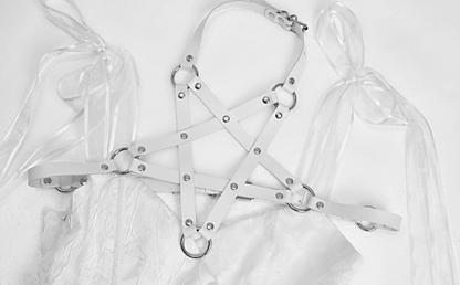 Cute Spaghetti Strap A-Line Evening Dress Cutout Belt Lace Tulle Bows Prom Dress AP3201