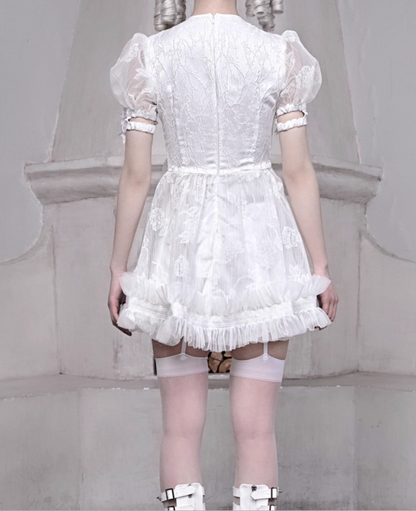 Vintage Jewel Neck A-Line Birthday Gowns Puffy Sleeve Bows Lace Sheer Tulle Homecoming Dress AP3202