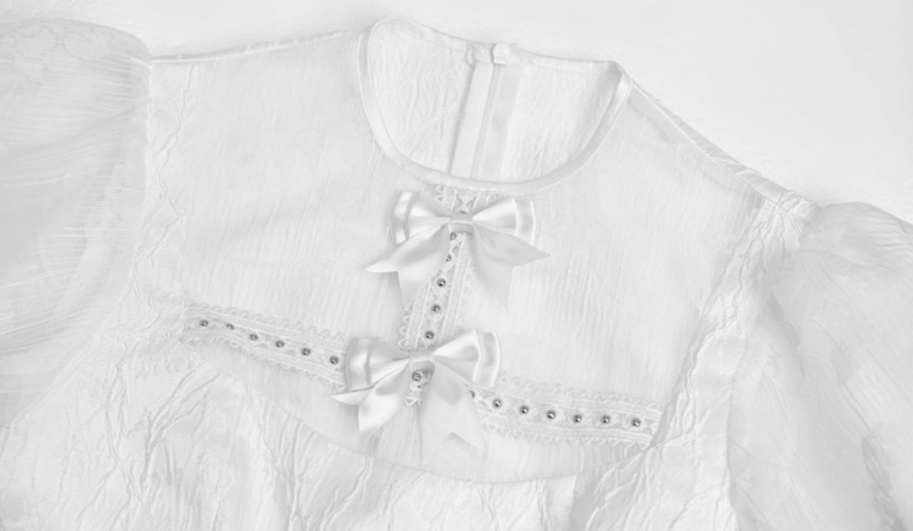 Vintage Jewel Neck A-Line Birthday Gowns Puffy Sleeve Bows Lace Sheer Tulle Homecoming Dress AP3202