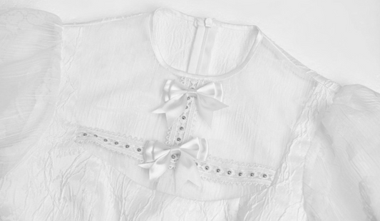 Vintage Jewel Neck A-Line Birthday Gowns Puffy Sleeve Bows Lace Sheer Tulle Homecoming Dress AP3202