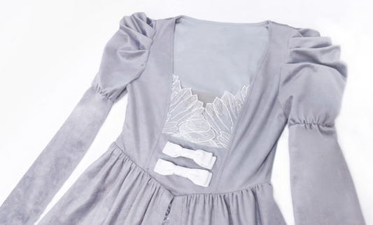 Ethereal Sweetheart Neck A-Line Evening Dresses Long Sleeve Lace Bow Jacquard Prom Dress AP3205