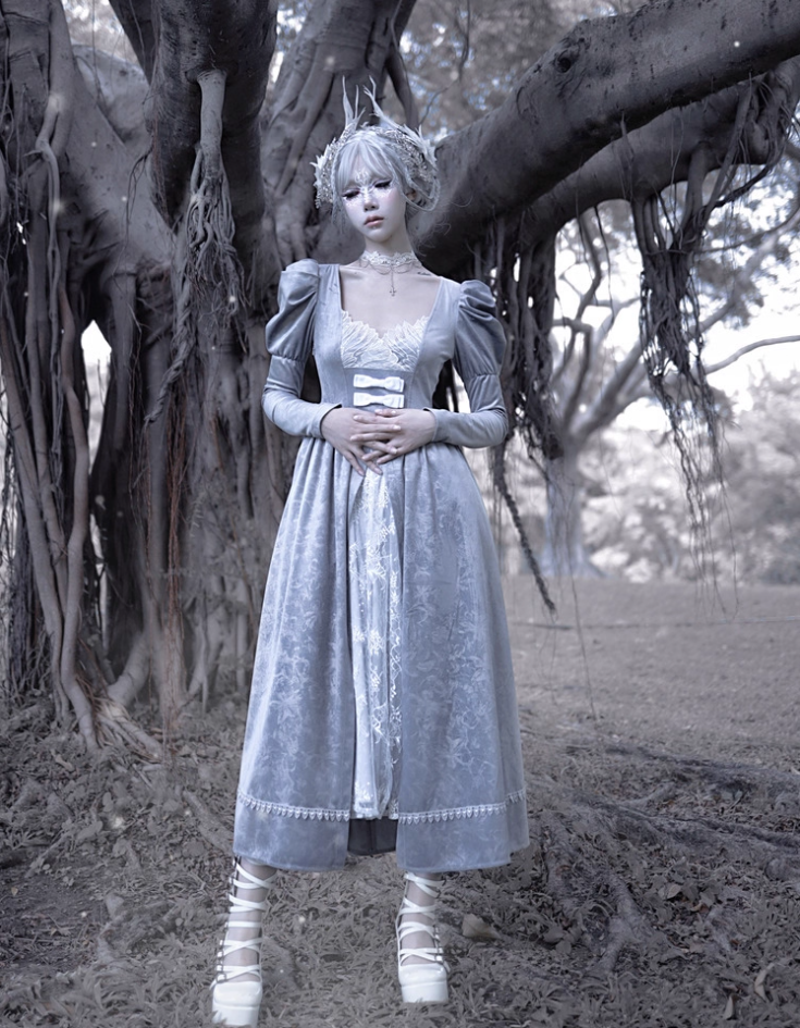 Ethereal Sweetheart Neck A-Line Evening Dresses Long Sleeve Lace Bow Jacquard Prom Dress AP3205