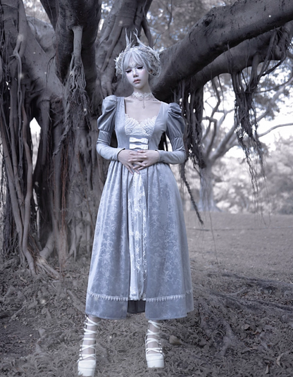 Ethereal Sweetheart Neck A-Line Evening Dresses Long Sleeve Lace Bow Jacquard Prom Dress AP3205