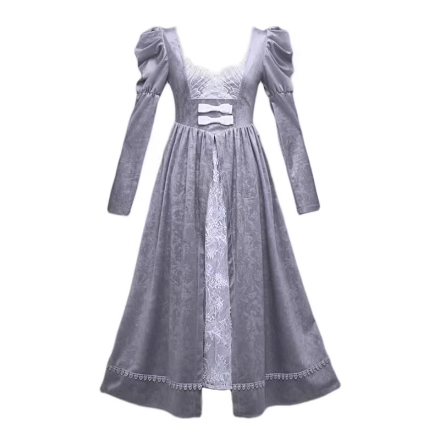 Ethereal Sweetheart Neck A-Line Evening Dresses Long Sleeve Lace Bow Jacquard Prom Dress AP3205