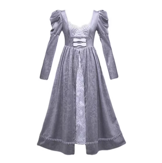 Ethereal Sweetheart Neck A-Line Evening Dresses Long Sleeve Lace Bow Jacquard Prom Dress AP3205