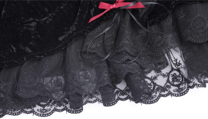 Alluring Jewel Neck A-Line Birthday Gowns Long Sleeve Bows Lace Velvet Homecoming Dress AP3206