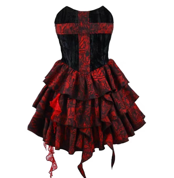 Glam Strapless A-Line Birthday Gowns Appliques Jacquard Tiered Homecoming Dress AP3208