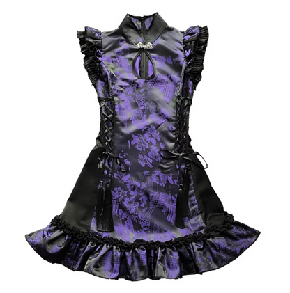 Oriental Style A-Line Mandarin Collar Birthday Dress Jacquard Tassel Homecoming Dress AP3218