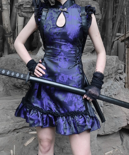 Oriental Style A-Line Mandarin Collar Birthday Dress Jacquard Tassel Homecoming Dress AP3218