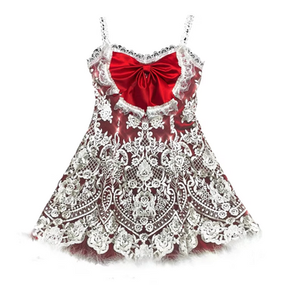 Charming Spaghetti Straps A-Line Birthday Gowns Bow Feather Lace Red Homecoming Dress AP3219