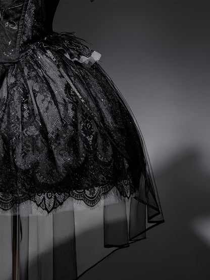 Gothic-Style Off Shoulder A-Line Birthday Gowns Rhinestone Beading Sequins Appliques Embroidery Tulle Homecoming Dress AP3220