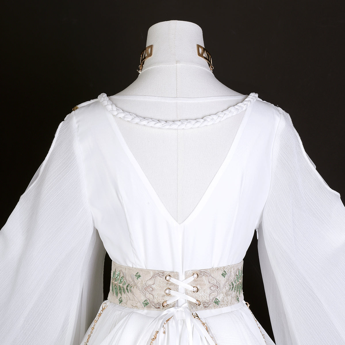 Flowy A-Line Cowl Neck Evening Dresses Sequins Crystals Slit White Prom Dress AP3221