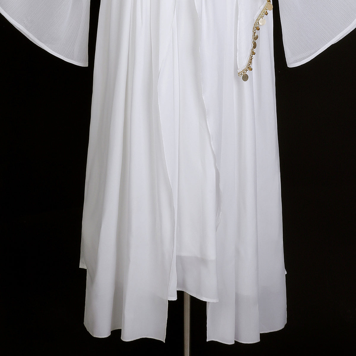 Flowy A-Line Cowl Neck Evening Dresses Sequins Crystals Slit White Prom Dress AP3221