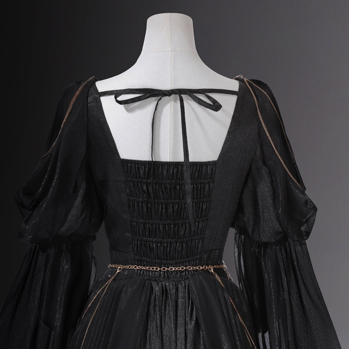 Adorable Sparkly A-Line Square Neck Evening Dresses Chain Sequins Black Prom Dress AP3222