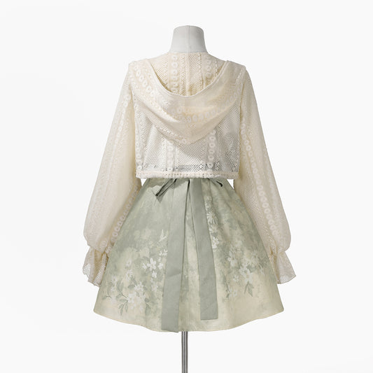 Dopamine Style Spaghetti Straps A-Line Birthday Dress With Hoodie Bow Appliques Tassel Floral Satin Homecoming Dress AP3223