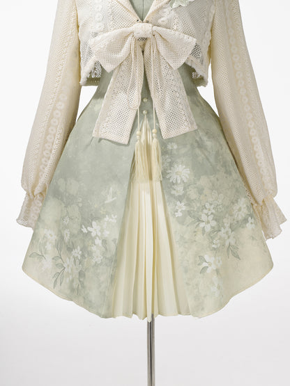 Dopamine Style Spaghetti Straps A-Line Birthday Dress With Hoodie Bow Appliques Tassel Floral Satin Homecoming Dress AP3223