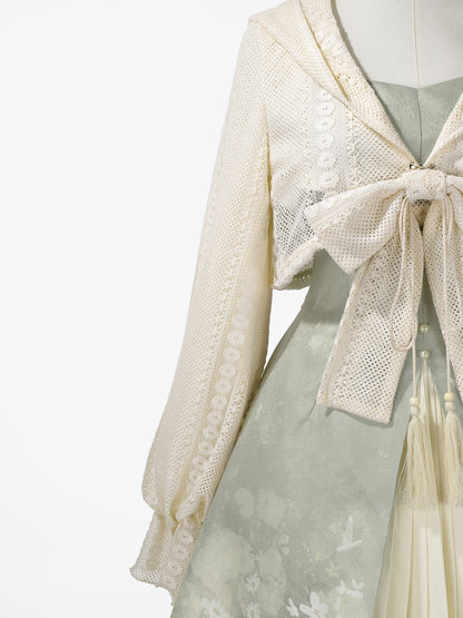 Dopamine Style Spaghetti Straps A-Line Birthday Dress With Hoodie Bow Appliques Tassel Floral Satin Homecoming Dress AP3223