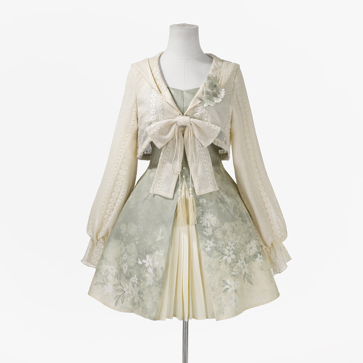 Dopamine Style Spaghetti Straps A-Line Birthday Dress With Hoodie Bow Appliques Tassel Floral Satin Homecoming Dress AP3223