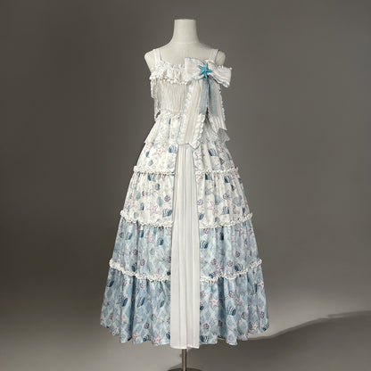 Adorable A-Line Spaghetti Strap Evening Dresses Lace Tassel Bow Tiered Prom Dress AP3227