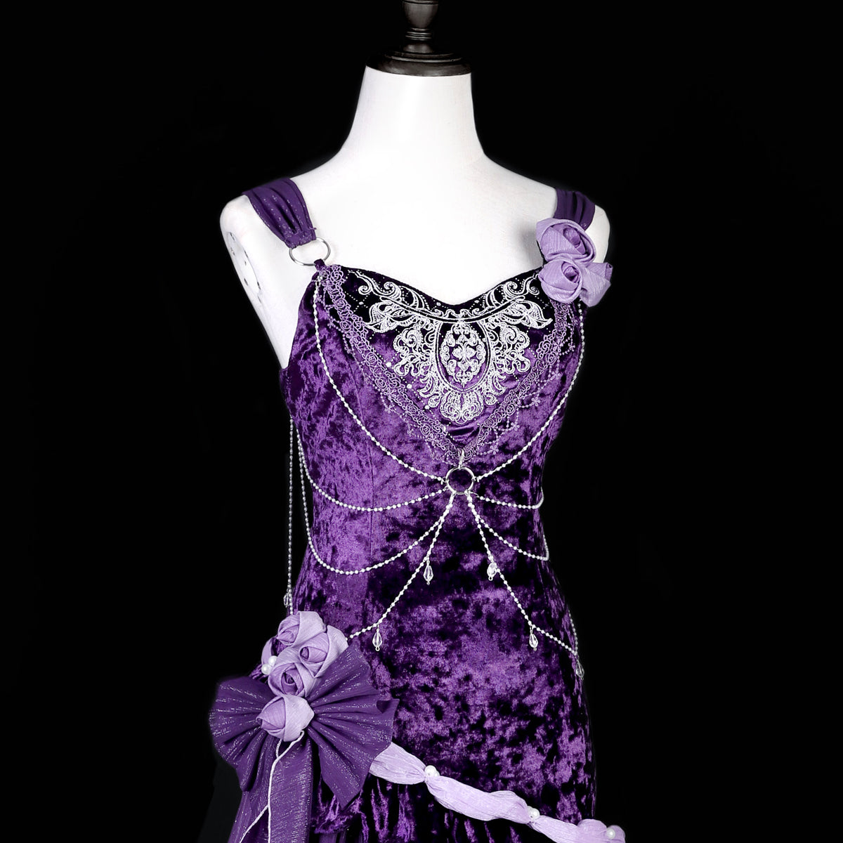 Bling A-Line Spaghetti Strap Evening Dresses Handmade Flowers Beading Sequins Velvet Tulle Prom Dress AP3228