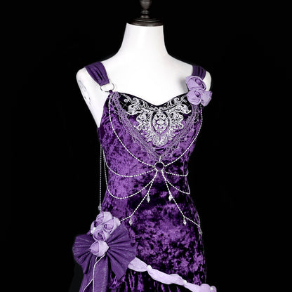 Bling A-Line Spaghetti Strap Evening Dresses Handmade Flowers Beading Sequins Velvet Tulle Prom Dress AP3228