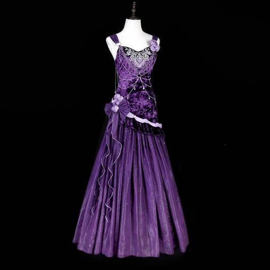 Bling A-Line Spaghetti Strap Evening Dresses Handmade Flowers Beading Sequins Velvet Tulle Prom Dress AP3228