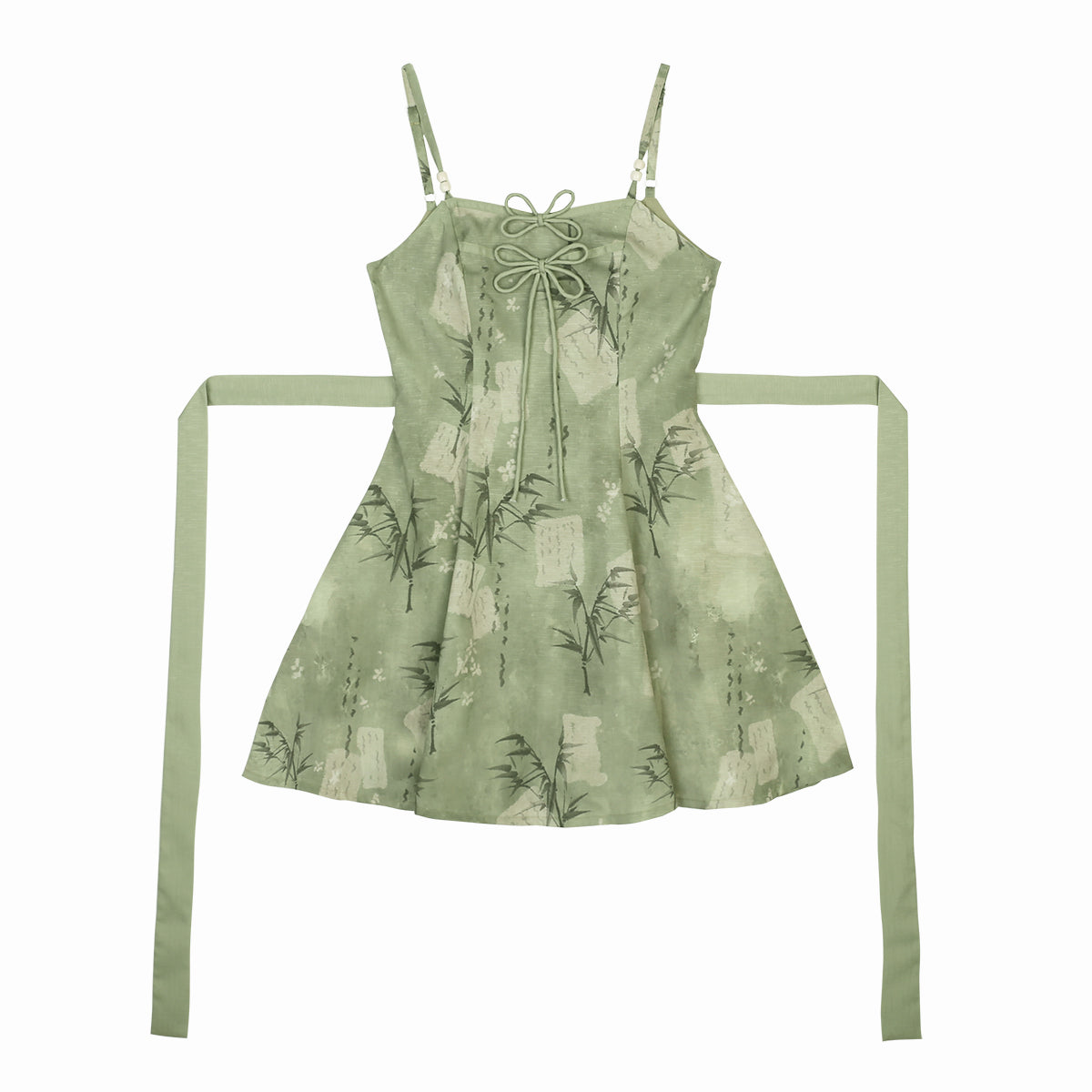 Trendy Spaghetti Straps A-Line Birthday Dress Bows Bamboo Print Homecoming Dress AP3232