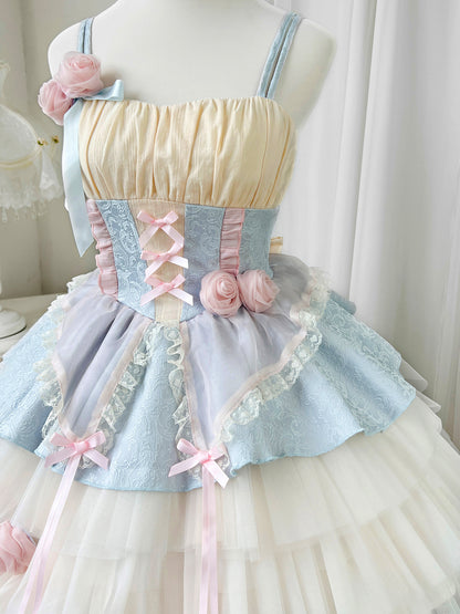 Attractive Spaghetti Straps A-Line Birthday Dress Appliques Bows Lace Tiered Tulle Homecoming Dress AP3233