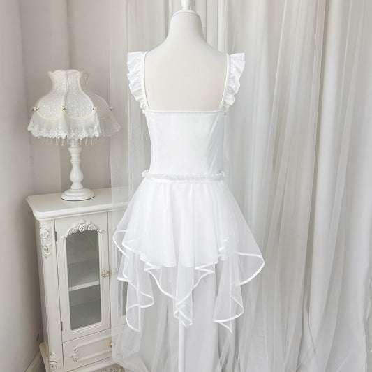 Princess Square Neck A-Line Birthday Gowns Pearls Bows White Tulle Homecoming Dress AP3236