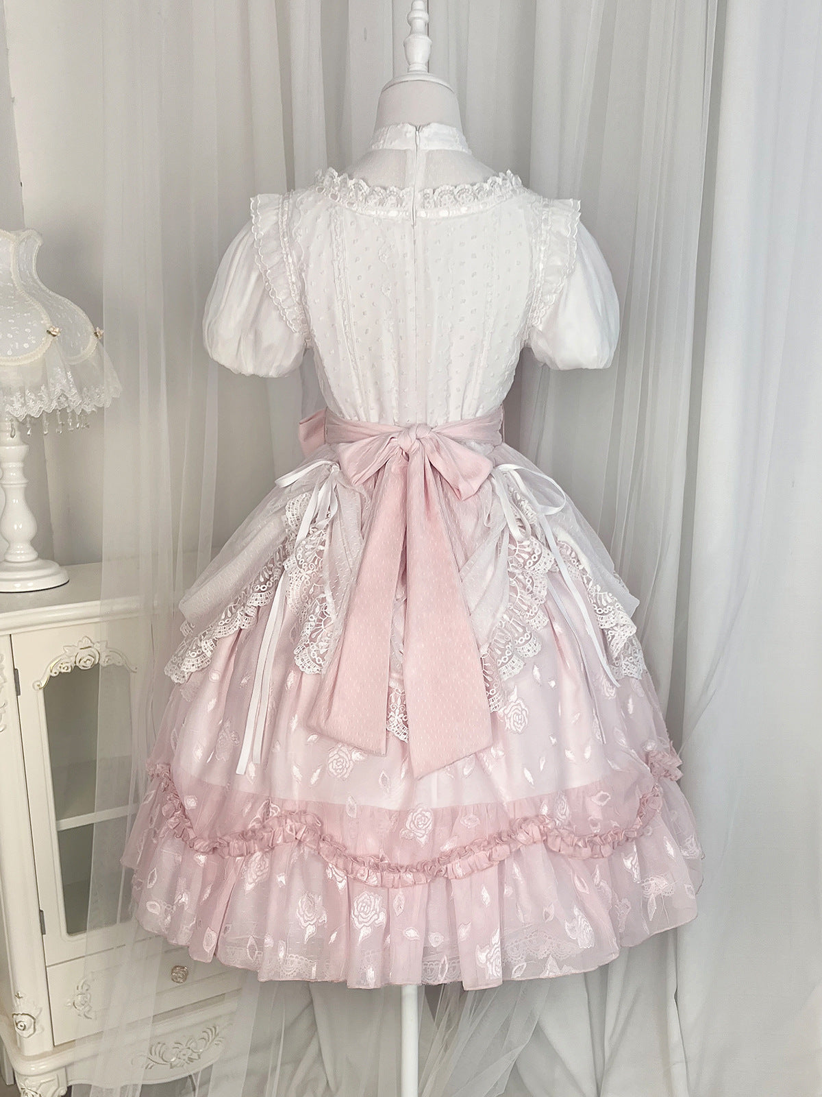 Pretty A-Line Jewel Neck Short Sleeve Birthday Gowns Lace Appliques Bows Homecoming Dress AP3237
