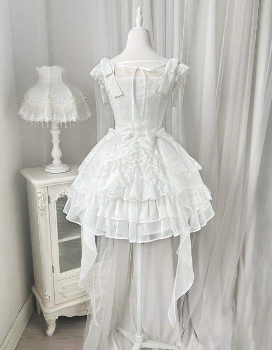 Fancy Spaghetti Straps A-Line Birthday Dress Lace Handmade Flowers White Tiered Homecoming Dress AP3238