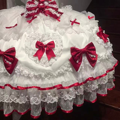 Maximalism Spaghetti Straps A-Line Birthday Gowns Bows Lace Homecoming Dress AP3244