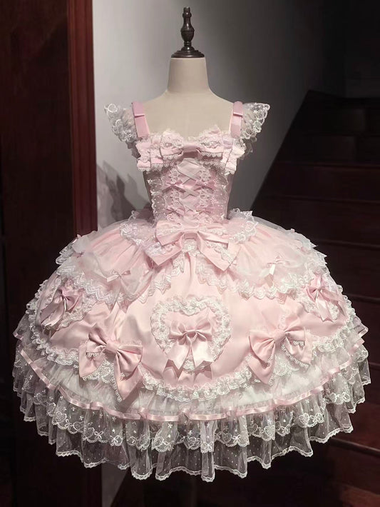 Ornate A-Line Spaghetti Straps Birthday Dress Tiered Tulle Lace Bows Homecoming Dress AP3245