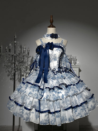 Classical A-Line Spaghetti Straps Birthday Dress Bows Rhinestone Tiered Ruffled Homecoming Dress AP3247