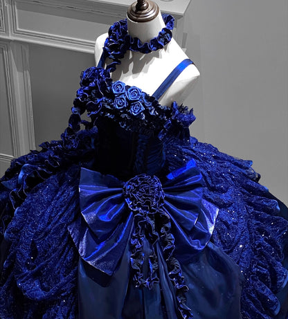 Fabulous Off-Shoulder A-Line Evening Gowns Handmade Flowers Sequins Bows Prom Dress AP3248