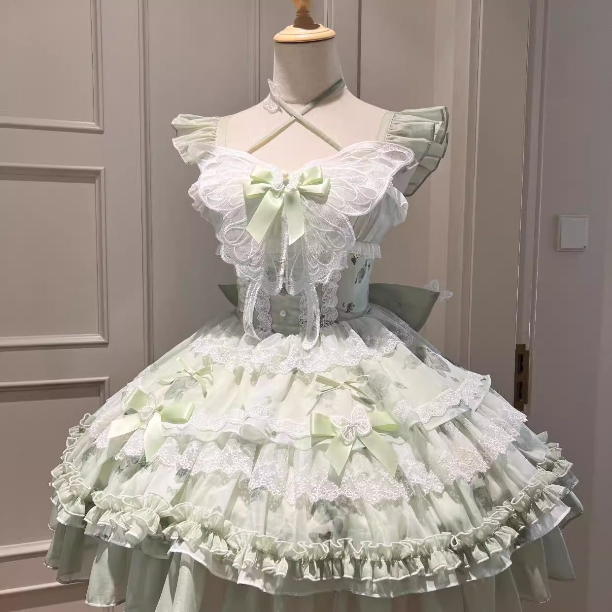 Chic A-Line Spaghetti Straps Birthday Dress Bows Lace Butterflies Homecoming Dress AP3249