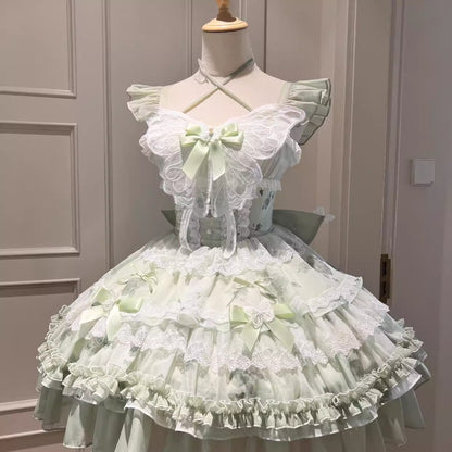 Chic A-Line Spaghetti Straps Birthday Dress Bows Lace Butterflies Homecoming Dress AP3249