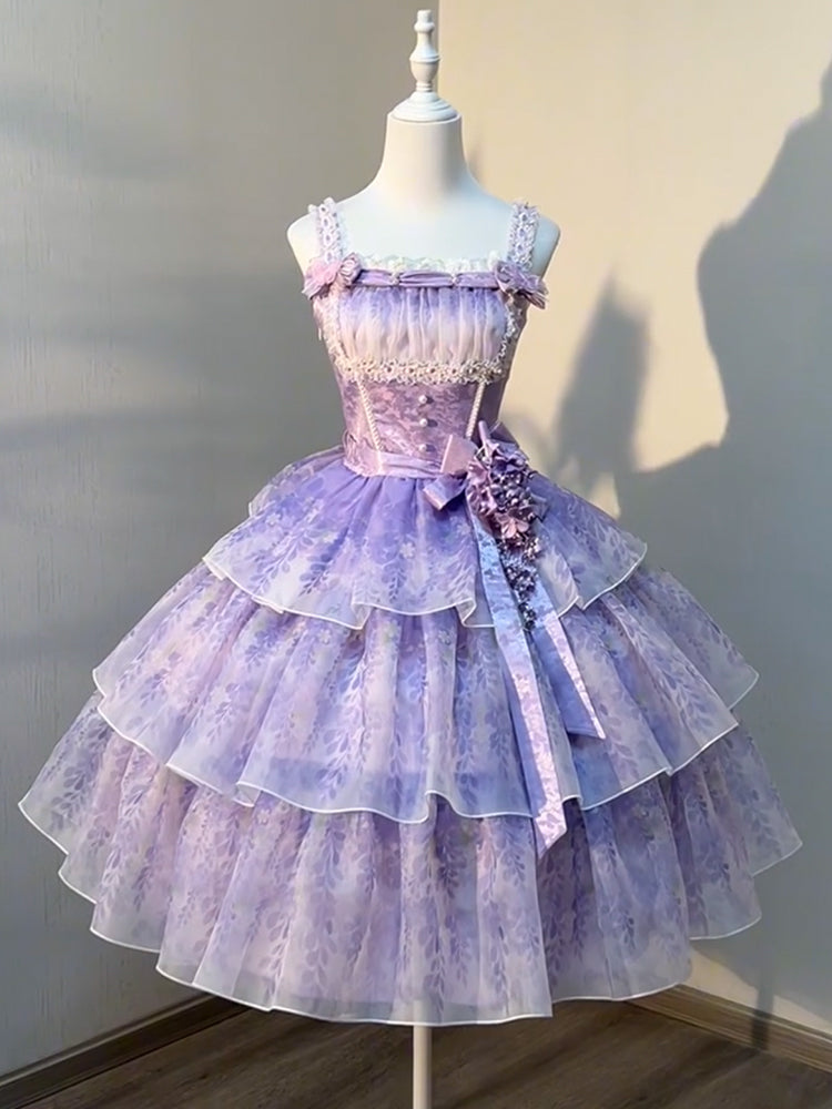 Graceful A-Line Spaghetti Straps Birthday Dress Bow Lace Handmade Flowers Homecoming Dress AP3252