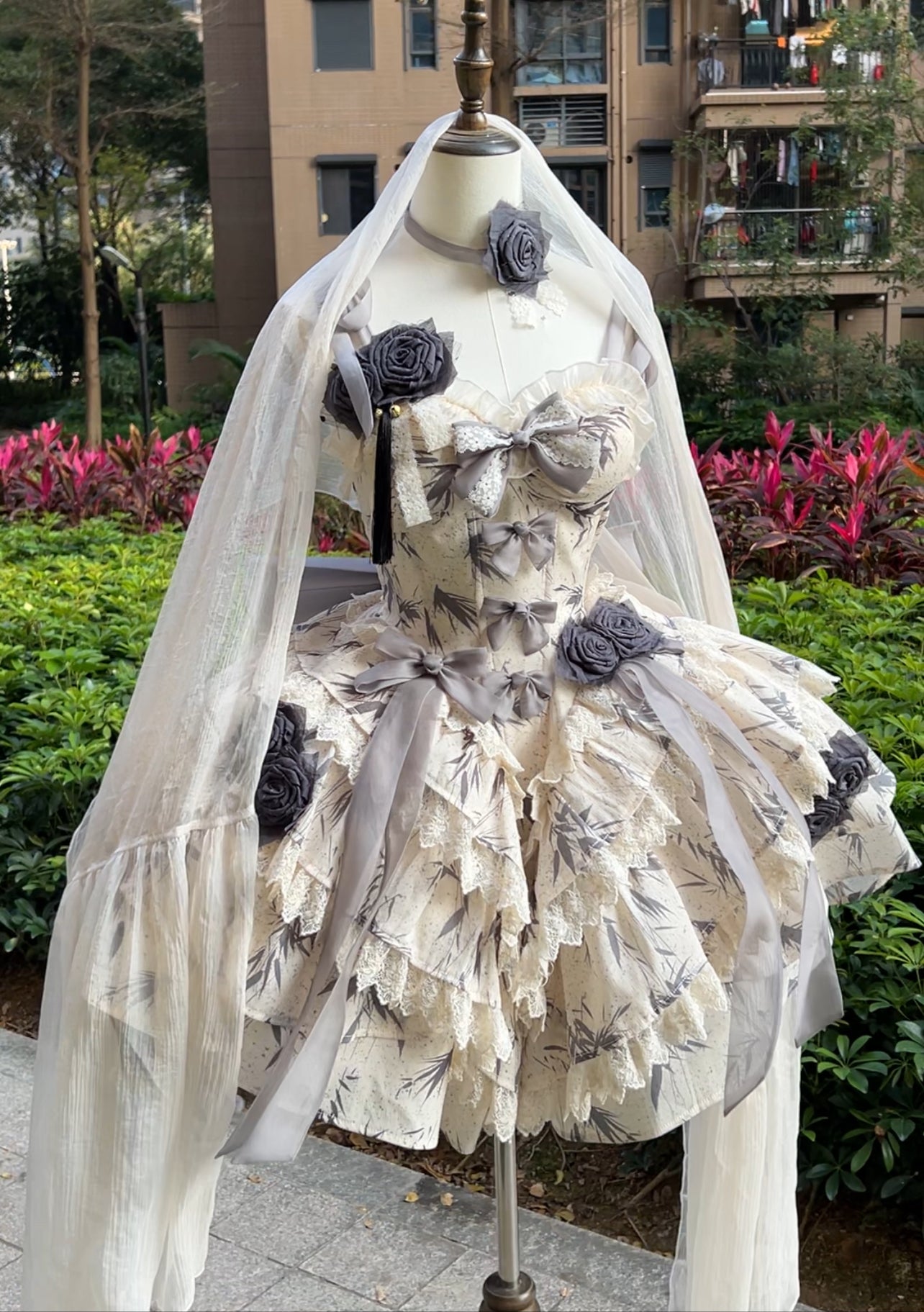 Sweet A-Line Spaghetti Straps Tiered Birthday Dress Lace Bows Handmade Flowers Homecoming Dress AP3255